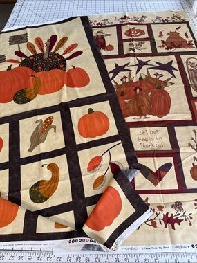 Moda Gobble Gobble Quilt Panel Lot Sandy Gervais Thanksgiving Turkey Fall